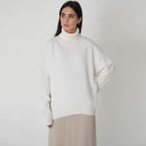 Langarmpullover mit Rollkragen und hohem Kragen - Weiß